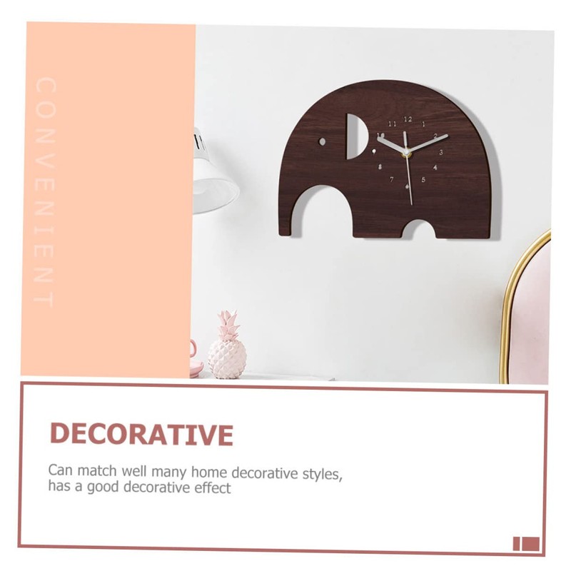 iplusmile Wooden Elephant Wall Clock Wall Hanging Decorative Clock for