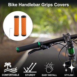 TUCKBOLD Bike Handlebar Grips Covers 128mm Long Lightweight | Bicycle End Grips Protector Orange 1 Set