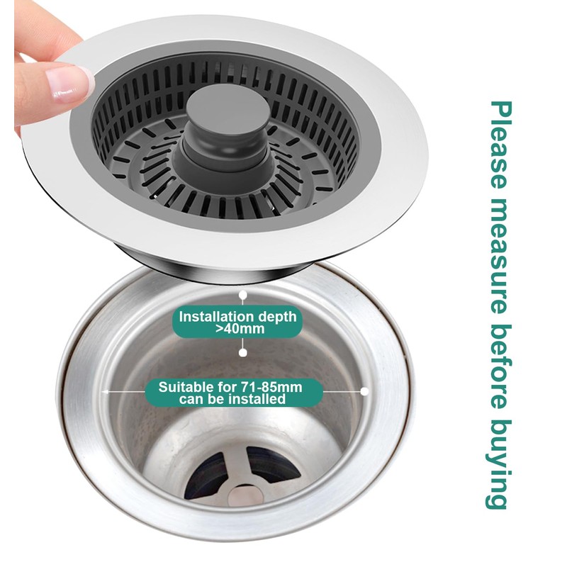 Kitchen Sink Drain Strainer and Sink Stopper Combo,New Upgraded Sink