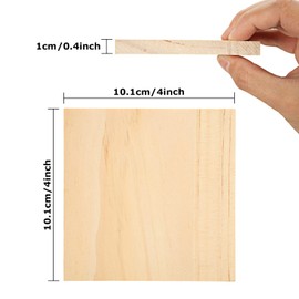Acrux7 24 Pack 4x4 Inch Wood Squares for Paintings, Unfinished Wood Panels, Natural Pine Square, Blank Wood Boards for Laser Engraving, DIY Crafts, Architectural Models, Coasters