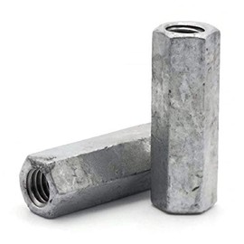Coupling Nut Hot Dipped Galvanized - 5/16"-18 (1/2" F x 1-3/4" L) - Qty-25