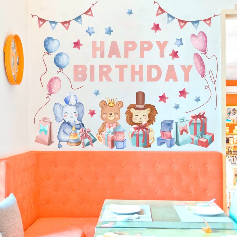 Fujitoya M0429 Wall Sticker Animals Birthday Balloons Kids Room Baby