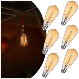 LED Edison Bulb Equal 25w Vintage Amber Light Bulbs 2000K Soft Yellow Light LED Bulbs, Super-Thin Spiral Filament Incandescent Warm Light Amber Bulbs, Dimmable E26 Base Night Light Bulbs 4W, 6 Pack