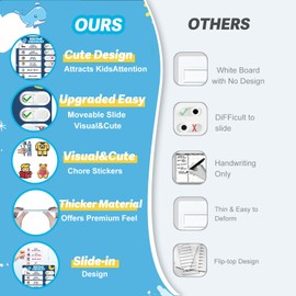 Upgraded Slider 3 in 1 Bedtime/Morning/Weekly Routine Chart for Kids, Magnetic Chore Chart for Kids with 99 Stickers, Cute Visual Schedule for Kids with Autism, ADHD Tools for Kids