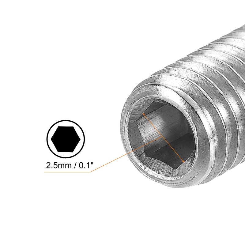 sourcing map Ball Point Set Screws, M5 x 10mm 304