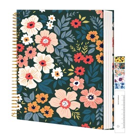 CAGIE Spiral Notebook 8.5 x 11 Hardcover Notebooks College Ruled with Large Pocket Aesthetic Floral Note Book Spiral Bound Journal Notebooks for Work Note Taking Women Writing School, 200 Pages