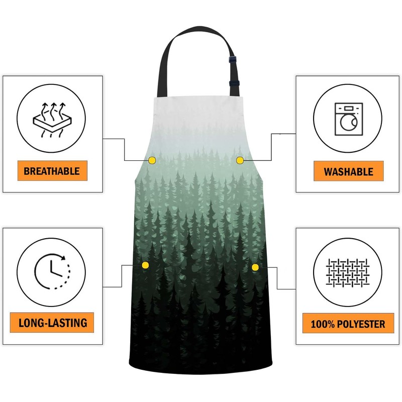 oFloral Watercolor Pine Trees Apron Adjustable Apron Cooking Kitchen Chef