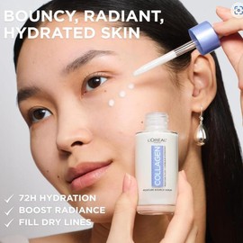 Collagen Moisture Bounce Serum, 72H Hydration, Pure Collagen, Glycerin, & Squalane for Bouncy & Radiant Skin, For All Skin Types, L’Oreal Paris