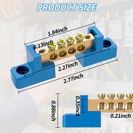 4 Pack 4 Position Neutral Bus Bar Terminal Block, Blue Insulated Electrical Bus Bar with Screws for Distribution and Breaker Boxes