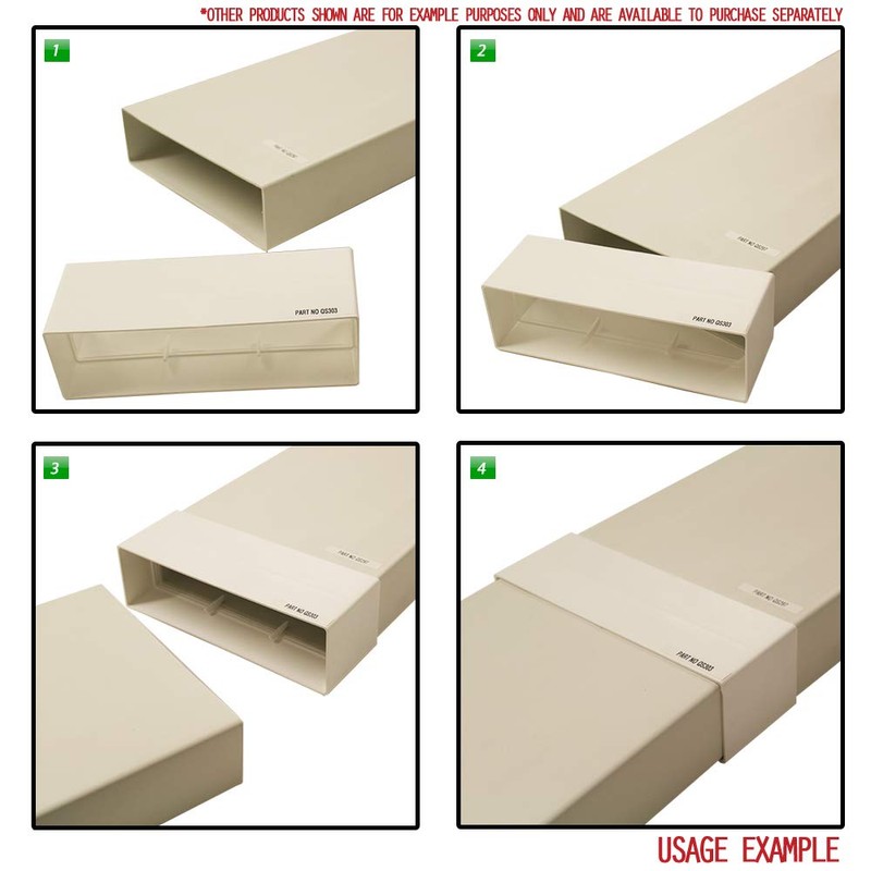 Kair Rectangular Straight Connector 204mm x 60mm Flat Pipe Joint