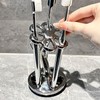 Floral Ceramic Toothbrush Holder Toothbrush Holders for bathrooms (Silver)