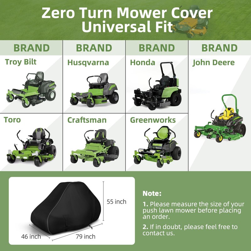 Zenicham Lawn Mower Cover, 600D Waterproof Zero Turn Mower Cover,