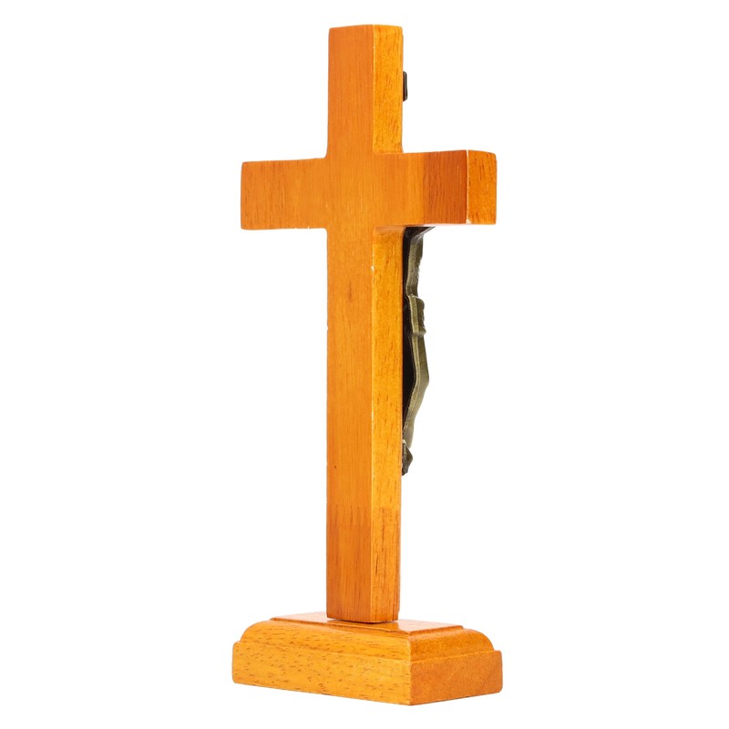 Crucifix Wooden Hand Made Standing Catholic Jesus Crucifix Wall Cross