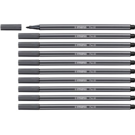 STABILO Pen 68 Premium Felt-Tip Pen - Deep Cold Grey, Box of 10