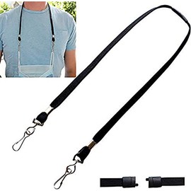5 Pack - Face Mask Lanyard with Safety Breakaway - Adult Size Length w/ Quick Release Break Away Clasp - Double Ended Holder, Hanger & Ear Saver w J Clips - Great for Teachers by Specialist ID (Black)