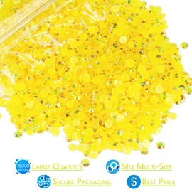 16000PCS Lemon Yellow AB Resin Rhinestones for Crafts 3mm 4mm 5mm Citrine AB Flatback Jelly Rhinestones Bulk SS10 SS16 SS20 Non-Hotfix Stones Diamonds Gems for Mugs Tumblers Bottles DIY Crafts Decor