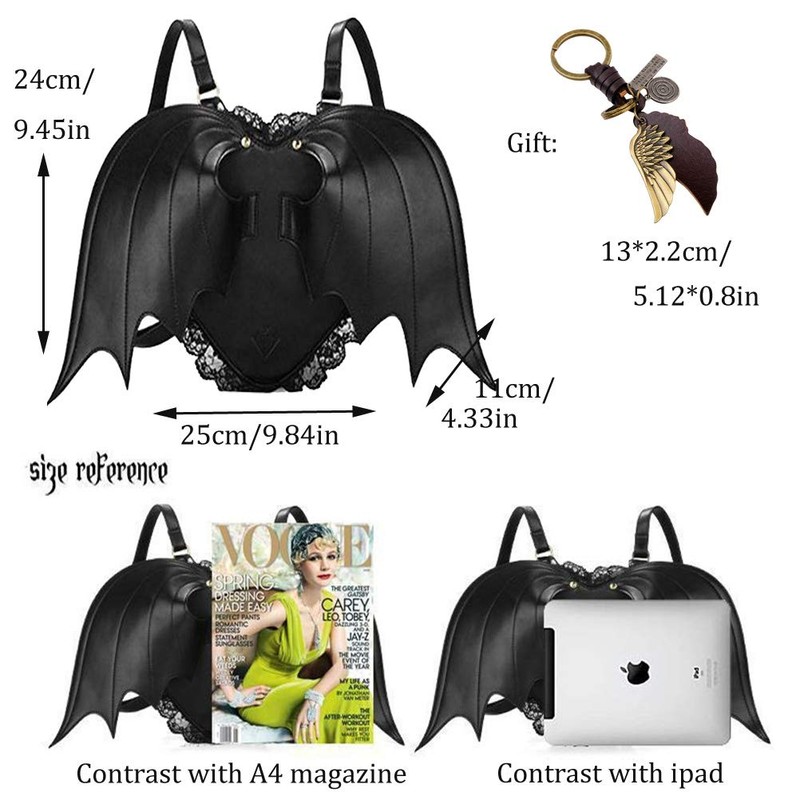 Puyang Fashion Gothic Black Bat Heart Wings Goth Punk Lace