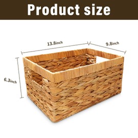 Happy Fox Woven Wicker Basket, Large Toy Storage, 13.9 * 9.8 * 6.3in Water Hyacinth Basket for Organizing Bedroom and Bathroom Items (M)
