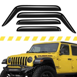 Extra Durable Window Deflectors Tape-On Window Visors Rain Guards Fit for Jeep Wrangler 2020-2024 JL, Sun Visors, Wind Vent Visors, Window Vent Shades, Exterior Car Accessories - 4 pcs. AG0085