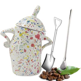 GXOPIEV Canister with Attitude, 28oz Cookie Jar, Coffee Container, Spice Jars, Can Hold Coffee Tea Spice and Candy,with 2spoon (Colorful)