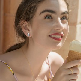 VONALA Cow Earrings for Women Sterling Silver Cow Stud Earrings Milk Cow Print Post Earrings Cute Animal Stud Earrings Cow Jewelry Gifts for Women Girls Daughter Cow Lover, 9.1*6.7MM