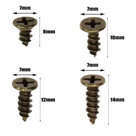 Mini Skater Wood Screws Assortment Kit Carbon Steel Cross Flat Head Self Tapping Screws, Pack of 200 (Bronze)