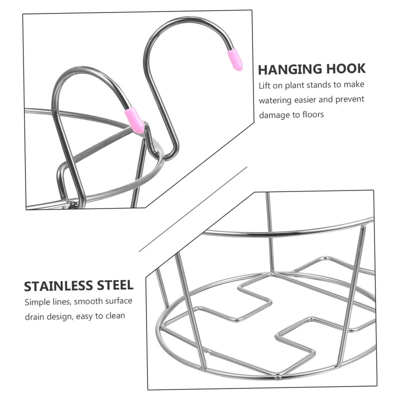 Abaodam Stainless Steel Hanging Flower Pot Rack Durable Planter Holder