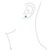 Blue Created Opal Inlay Petals Flower Stud Earrings For Women