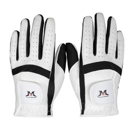 MAZEL Kids Golf Gloves for Youth Toddler Boys Girls, Right & Left Hand (1 Pair) Mircofiber Breathable Junior Golf Gloves, White Red Pink Blue Black Stars Color,Age 2-8 (M, White)