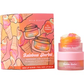 NCLA Beauty Set de Cuidado Labial - Exfoliante y Bálsamo Labial Hidratante - con Manteca de Karité y Vitaminas C y E - Rainbow Sherbert - 2 pz