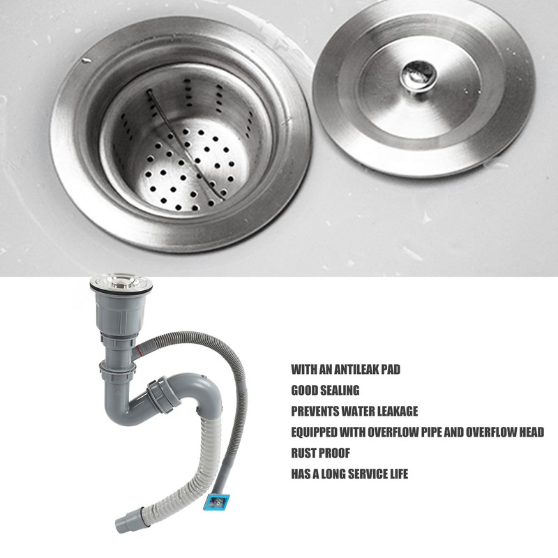 Stainless Steel Sink Drain Assembly with Cage S Bend Hose