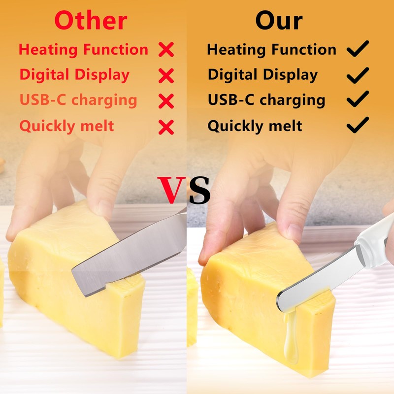 Stainless Steel Heated Butter Knife Spreader for Cold Butter, Cream