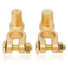 2 Set Brass Battery Terminal, SAE to JIS Car Battery Terminal Connector,Car Battery Terminal Clamps,Positive Negative Top Post Quick Release Disconnect Car Battery Cable Terminal for Auto
