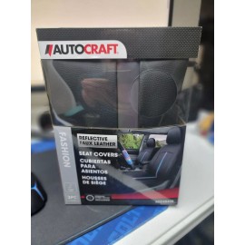 Autocraft Reflective Leather - 3pc Combo Seat Covers (Steering Wheel Cover Included) NEW