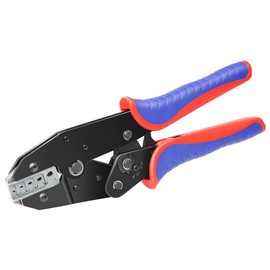HKS Crimping Tool for Non-Insulated Open Barrel Terminals -for JST Molex TE Connectors - AWG 24-10 (0.25-6mm²) with Chrome-Moly Steel Wire Cutting Jaw - YF-04BS