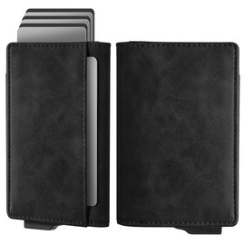 Navaris Pop Up Wallet with Inner Slots - Pop-Up & RFID Blocking Card Holder - Slim Minimalist Compact Card Holder Wallet - Holds 10 Cards - Metal RFID Smart Wallets