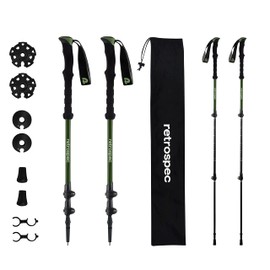 Retrospec Solstice Trekking & Ski Poles for Men & Women - Aluminum w/Foam Grip - Adjustable & Collapsible Lightweight Hiking, Walking & Skiing Sticks - Matte Forest