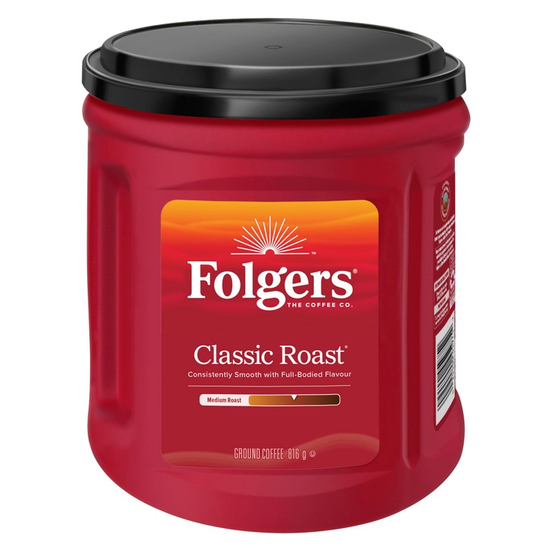 Folgers Classic Roast Medium Dark Roast, Ground Coffee, 816g Canister