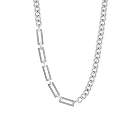 ALRNBY Mens Silver Chain Necklace Cuba Paperclip Necklace Punk Hip-Pop Chic Necklace 316L Stainless Steel