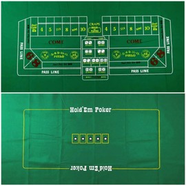 Craps & Texas Hold'em Poker Layout 2-Sided Reversible Premium Felt 6ft x 3ft