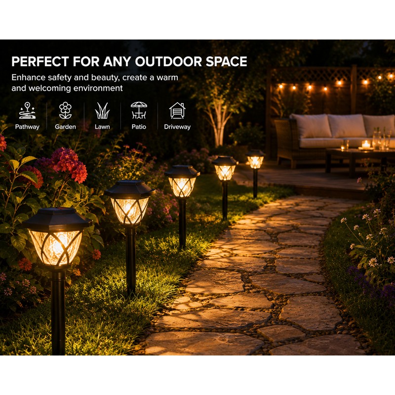Solar Stake Light Outdoor Waterproof LED Garden Pathway Lights