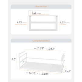 Selosiz 2Pack Under Shelf Storage Basket Organizer Expandable Width Add-On Space Saver Hanging Under Cabinet Pantry Kitchen Countertop Desktop Cupboard Board Slide-In White Heavy-Duty Metal Wider Size