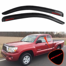Unbranded Window Visors Fits 05-15 Toyota Tacoma Access Cab Vent Guard Shade w/ Red SPORT