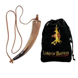 Lord of Battles Viking Warrior Gun Powder Horn Handcrafted Genuine Horn Accessory