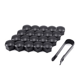 CIXLOGIC 20pcs Wheel Bolt Nut Cap Hexagonal Tire Nut Covers 17mm Universal Tyre Nut Covers with Removal Tool for Cars, Black