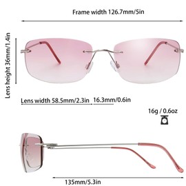 The Fresh Minimalist Small Rectangular Super Lightweight Sunglasses Clear Eyewear - Gift Box Package (101-Silver, Gradient Light Burgundy, 58)