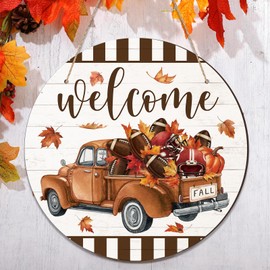 CroBlissful Fall Football Decoration Football Front Door Wreath Autumn Welcome Sign Football Door Hanger Thanksgiving Wall Plaque Fall Decoration for Home Farmhouse Wall Porch Door Outdoor