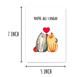 EdgarGifts You're All I Knead Need - Cute Cat Love Card - Pun Anniversary Card For Him Her - Happy Valentine's Day Card - Cute Cat Card