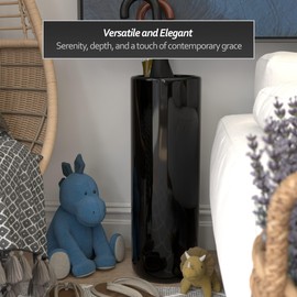 Oriental Furniture 24" Solid Black Porcelain Umbrella Stand