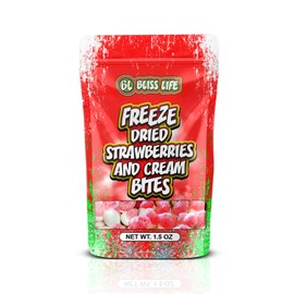 Bliss Life Freeze Dried Candy Bites – Strawberries & Cream, S'mores, Caramel Apple, Orange Creamsicle – Healthy Freeze-Dried Fruit Snacks – All-Natural, Gluten-Free, and Delicious Candy Alternatives (Strawberries and Cream, 1 Count)